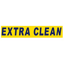 "EXTRA CLEAN" Blue/Yellow Rectangle Slogan Vinyl Sticker