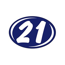 "21" White/Blue Smaller Oval Year Vinyl Sticker