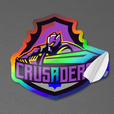 5" x 4" Vinyl Die Cut Holographic Sticker with pull tab 6mil