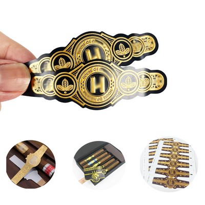 High Quality Label Embossed Gold Foil Logo Cigar Ring Sticker Luxury Printing Custom for Packaging